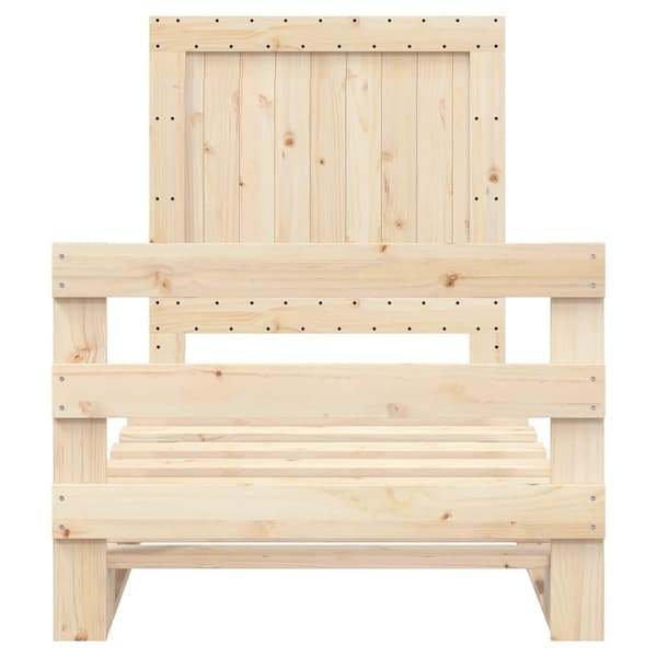 vidaXL Sengeramme med hodegavl 90x200 cm heltre furu