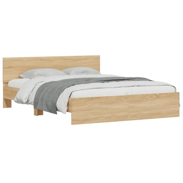 vidaXL Sengeramme med hodegavl sonoma eik 140x190 cm