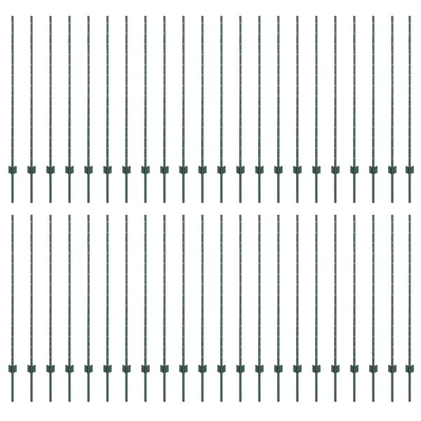 vidaXL Stängselstolpe 44 pcs Grön 180 cm Stål