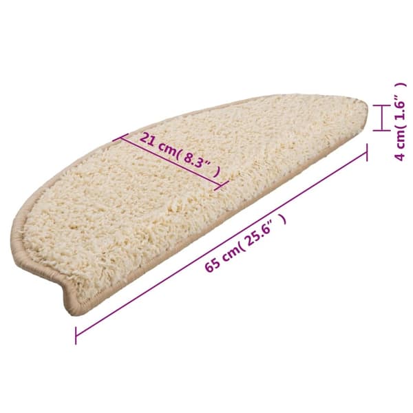 vidaXL Trappstegsmattor 10 st 65x21x4 cm gräddvit