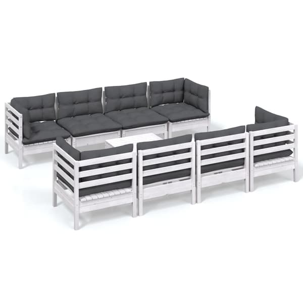 vidaXL 3096167 9 Piece Garden Lounge Set with Cushions Solid Pinewood