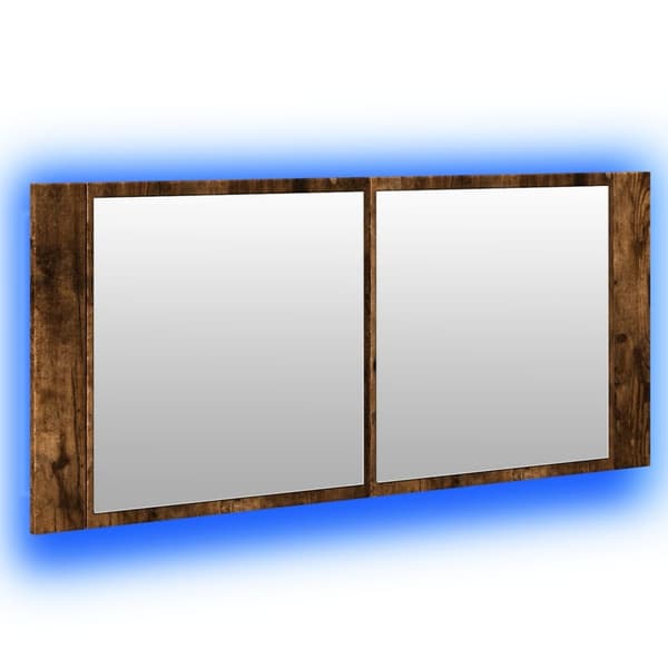 vidaXL LED-speilskap til baderom røkt eik 100x12x45 cm