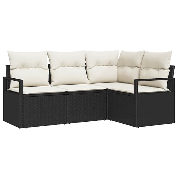 vidaXL Soffgrupp 4 delar Svart polyrotting