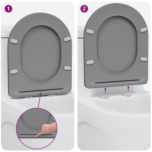 vidaXL Grå Plast Standard Hållbart Standard toalettlock Oval