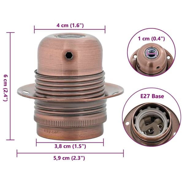vidaXL Lampeholdere 2 stk rød bronse E27