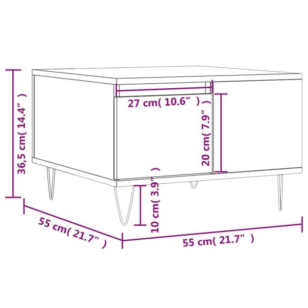 vidaXL Soffbord vit 55x55x36,5 cm konstruerat trä