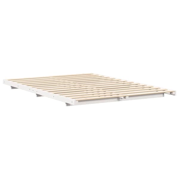 vidaXL Sängram Vit 150 x 200 cm Massiv furu