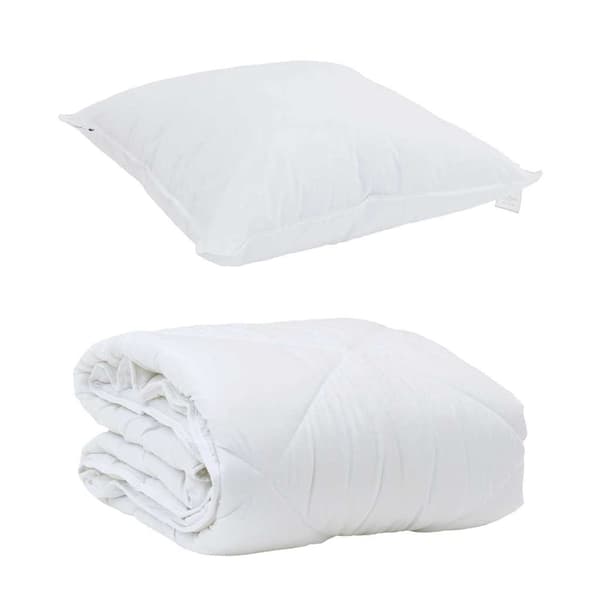 vidaXL Duntäcke med kudde med kudde 2 pcs Vit Mikrofiber
