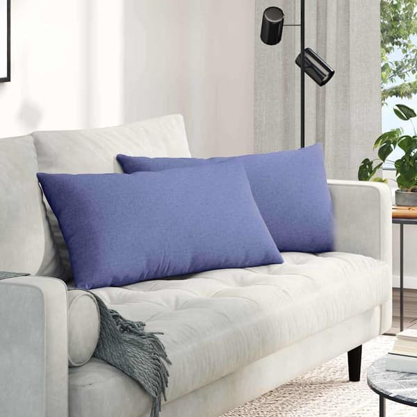 vidaXL Soffkuddar 2 st Blå 80 x 40 cm tyg