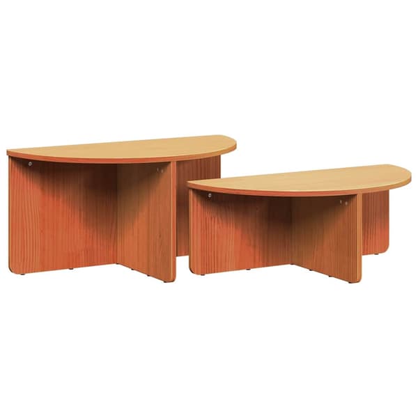 vidaXL Kaffebord 2 pcs Vokset Brun Heltre furu