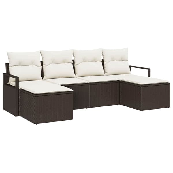 vidaXL Soffgrupp 6 delar Brun polyrotting