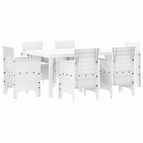 vidaXL Trädgårdsmöbelset 7 pcs Vit Polt rotting