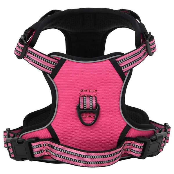 vidaXL Hundsele med reflekterande ränder Justerbar rosa L