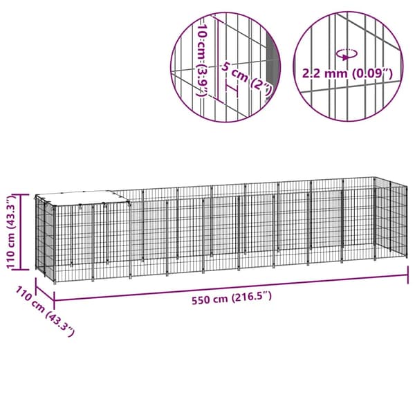 vidaXL Hundgård silver 6,05 m² stål