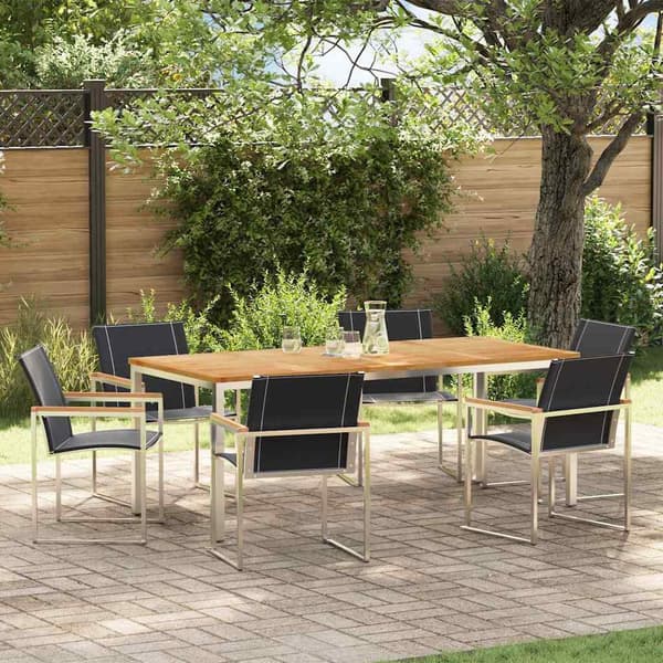 vidaXL Hage Spisegruppe 7 pcs Brun Solid akasietre