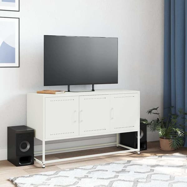 vidaXL TV-benk hvit 100,5x39x60,5 cm stål