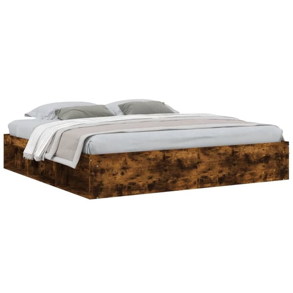 vidaXL Sengeramme røkt eik 200x200 cm
