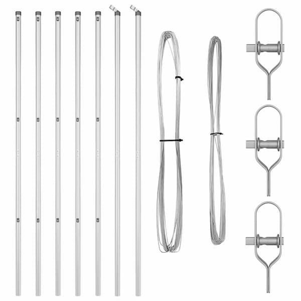 vidaXL Gjerdepåle 7 pcs sølv Stål