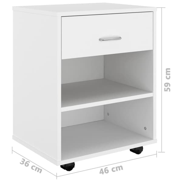 vidaXL Rulleskap hvit 46x36x59 cm sponplate