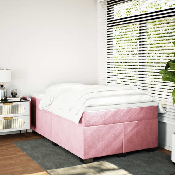 vidaXL Ramsäng med madrass rosa 120x200 cm sammet