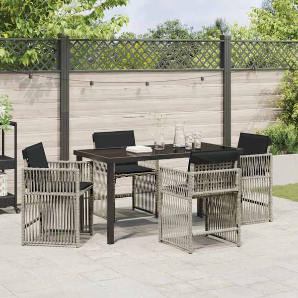 vidaXL Hage Spisegruppe 5 pcs Lysegrå polyrotting