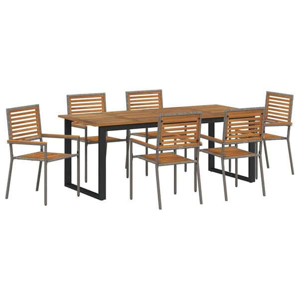 vidaXL Hage Spisegruppe 7 pcs Grå Solid akasietre