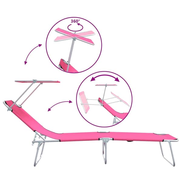 vidaXL Solstol 2 pcs Rosa 58 x 188 x 77cm Polyester