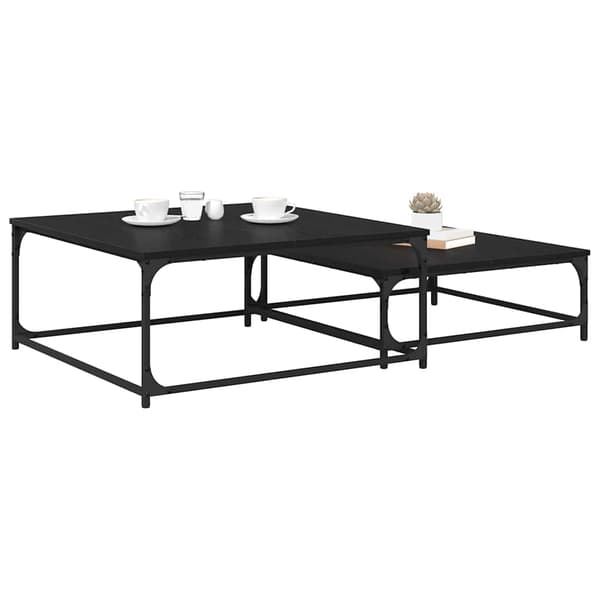 vidaXL Kaffebord 2 pcs Svart Eik Konstruert tre