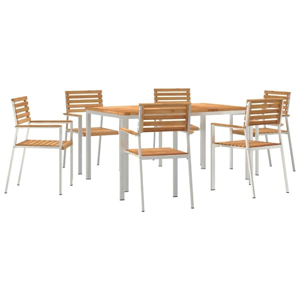vidaXL Trädgårdsmöbelset 7 pcs Brun Massivt teakträ