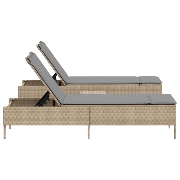 vidaXL Solsängar med dynor set 3 delar beige konstrotting