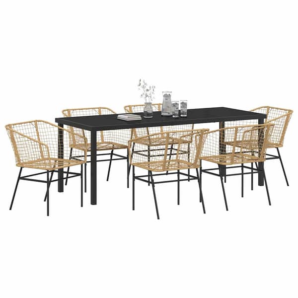 vidaXL Hage Spisegruppe 7 pcs Brun polyrotting
