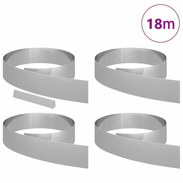 vidaXL Kant för gräsmatta 4 pcs Silver 450 x 0.05 x 15 cm