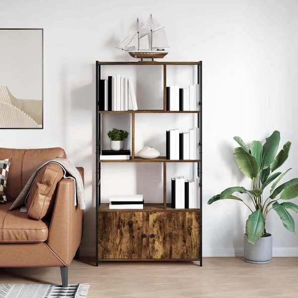 vidaXL Bokhylle Røkt eik 80 x 30 x 155.5 cm Konstruert tre