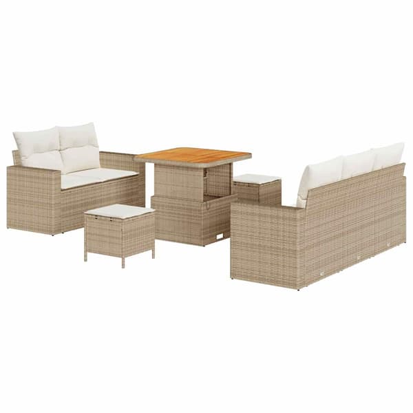 vidaXL Trädgårdsoffset 8 pcs Beige och gräddfärgad konstrotting