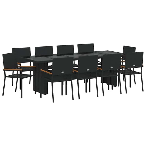 vidaXL Hage Spisegruppe 11 pcs Svart polyrotting