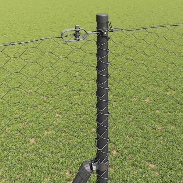 vidaXL Gjerdepåle Grå 10 x 1,5 m (36 mm mesh) Stål og PVC