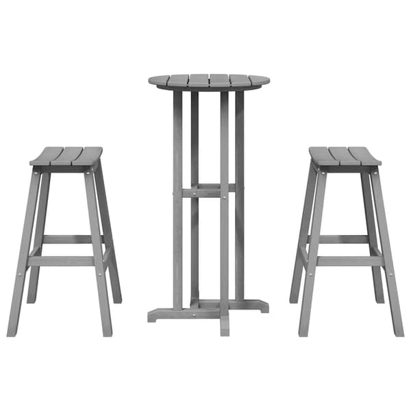 vidaXL Hage bar sett 3 pcs Lysegrå HDPE