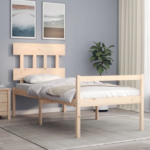 vidaXL Sengeramme med hodegavl 90x200 cm heltre