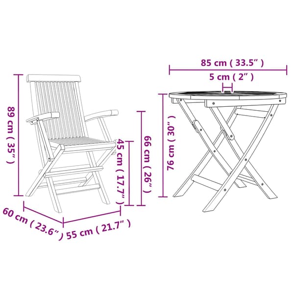 vidaXL Hage Spisegruppe 3 pcs Brun Solid akasietre