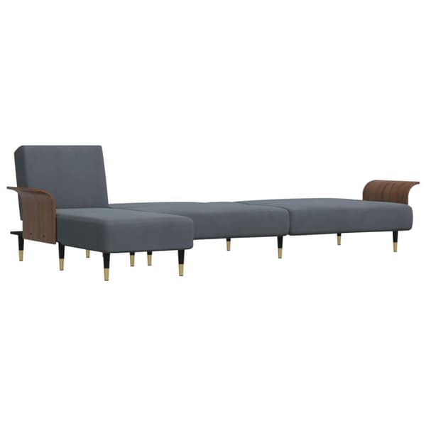 vidaXL L-formad bäddsoffa mörkgrå 279x140x70 cm sammet
