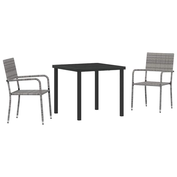 vidaXL Hage Spisegruppe med pute 3 pcs Grå polyrotting