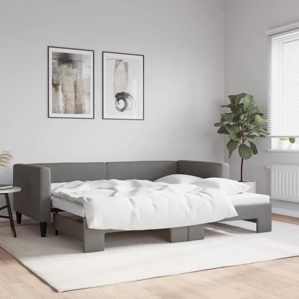 vidaXL Dagbädd utdragbar mörkgrå 90x200 cm tyg