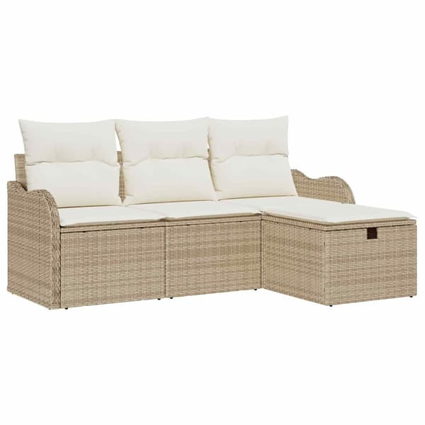 vidaXL Trädgårdsoffset med kudde med lagring 4 pcs Poly rattan