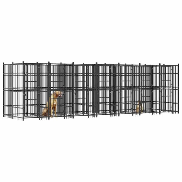 vidaXL Utendørs hundegård stål 12,9 m²