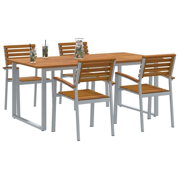 vidaXL Hage Spisegruppe 5 pcs Grå Solid akasietre