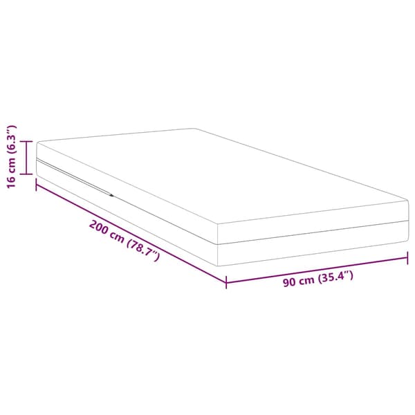 vidaXL Madrass Vit 90 x 200 cm Jacquardtyg