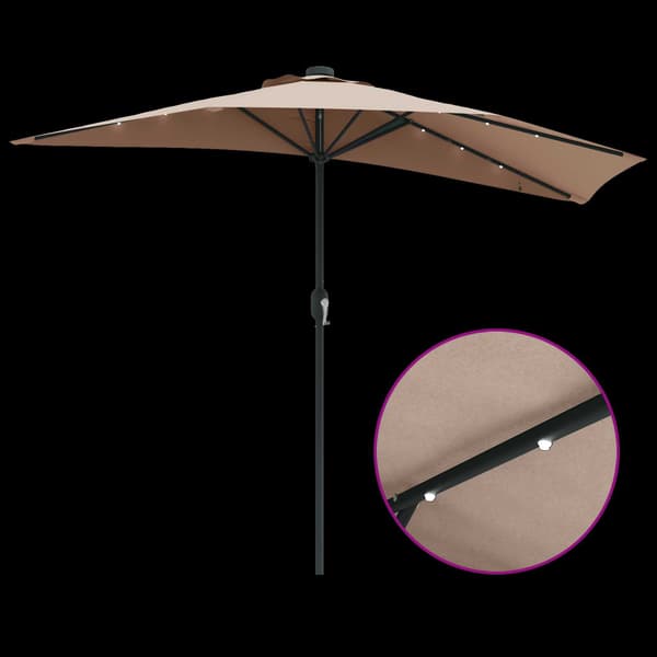 vidaXL Hageparasol Gråbrun 294 x 150 x 224 cm Polyester og stål
