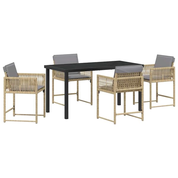 vidaXL Hage Spisegruppe 5 pcs Beige polyrotting