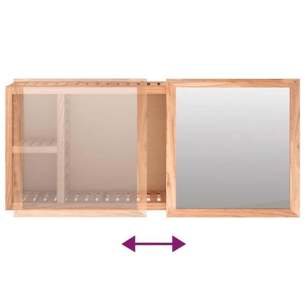 vidaXL Speilskap 80x17x34 cm heltre valnøtt