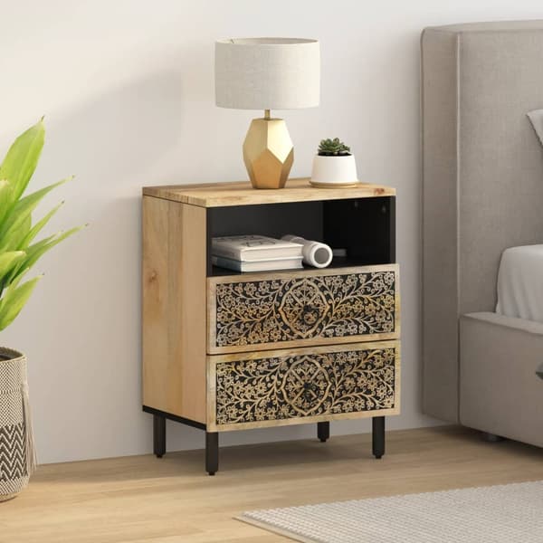 vidaXL Nattbord 50x33x60 cm heltre mango